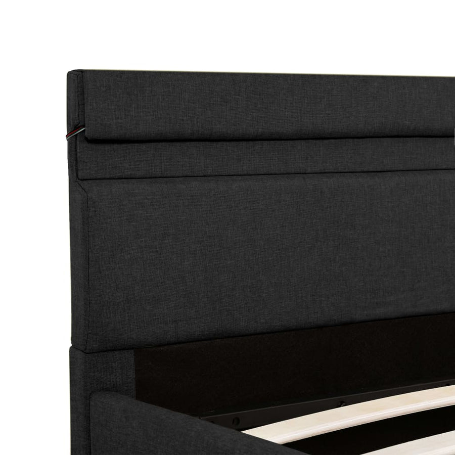 Bedframe Met Opslag En Led Stof Donkergrijs 120X200 Cm 120 x 200 cm