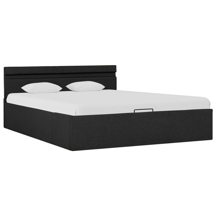 Bedframe Met Opbergruimte En Led Stof Donkergrijs 140X200 Cm 140 x 200 cm