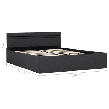 Bedframe Met Opbergruimte En Led Stof Donkergrijs 140X200 Cm 140 x 200 cm