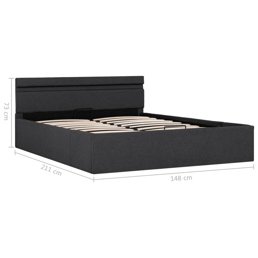 Bedframe Met Opbergruimte En Led Stof Donkergrijs 140X200 Cm 140 x 200 cm