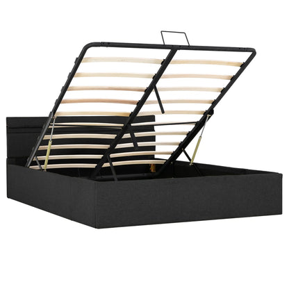 Bedframe Met Opbergruimte En Led Stof Donkergrijs 140X200 Cm 140 x 200 cm