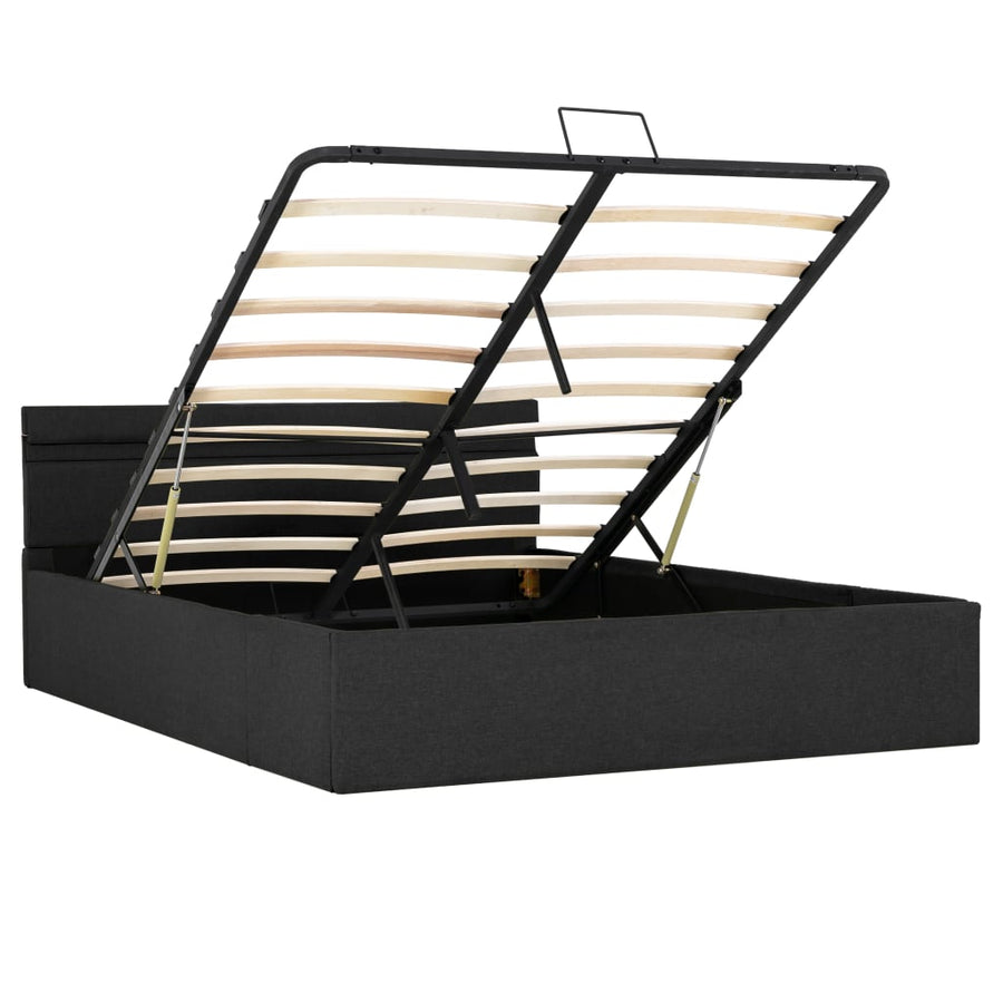 Bedframe Met Opbergruimte En Led Stof Donkergrijs 140X200 Cm 140 x 200 cm