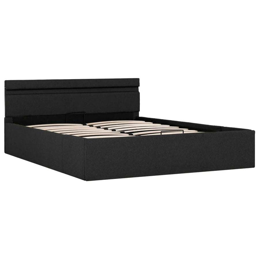 Bedframe Met Opbergruimte En Led Stof Donkergrijs 140X200 Cm 140 x 200 cm