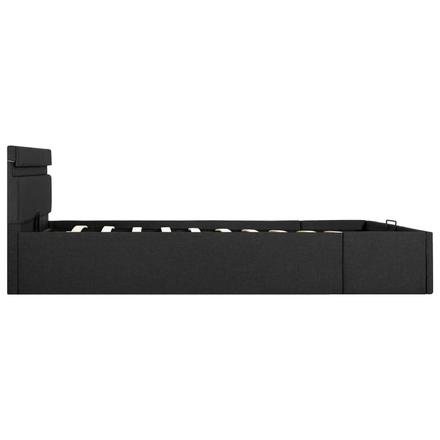 Bedframe Met Opbergruimte En Led Stof Donkergrijs 140X200 Cm 140 x 200 cm
