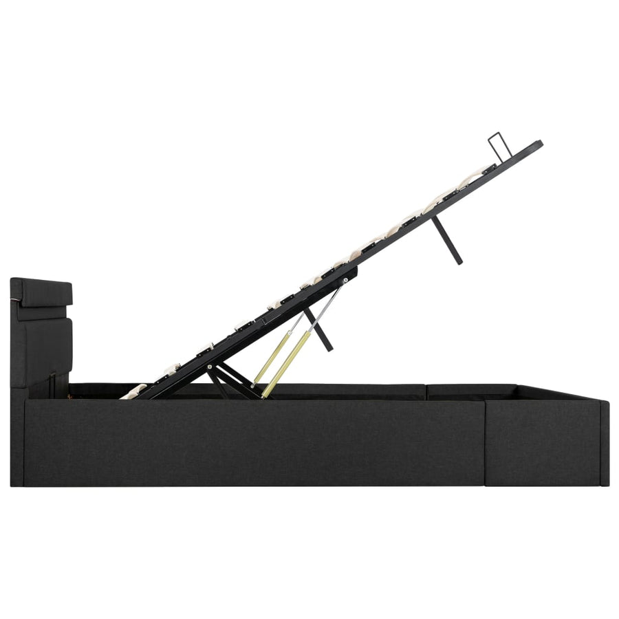 Bedframe Met Opbergruimte En Led Stof Donkergrijs 140X200 Cm 140 x 200 cm