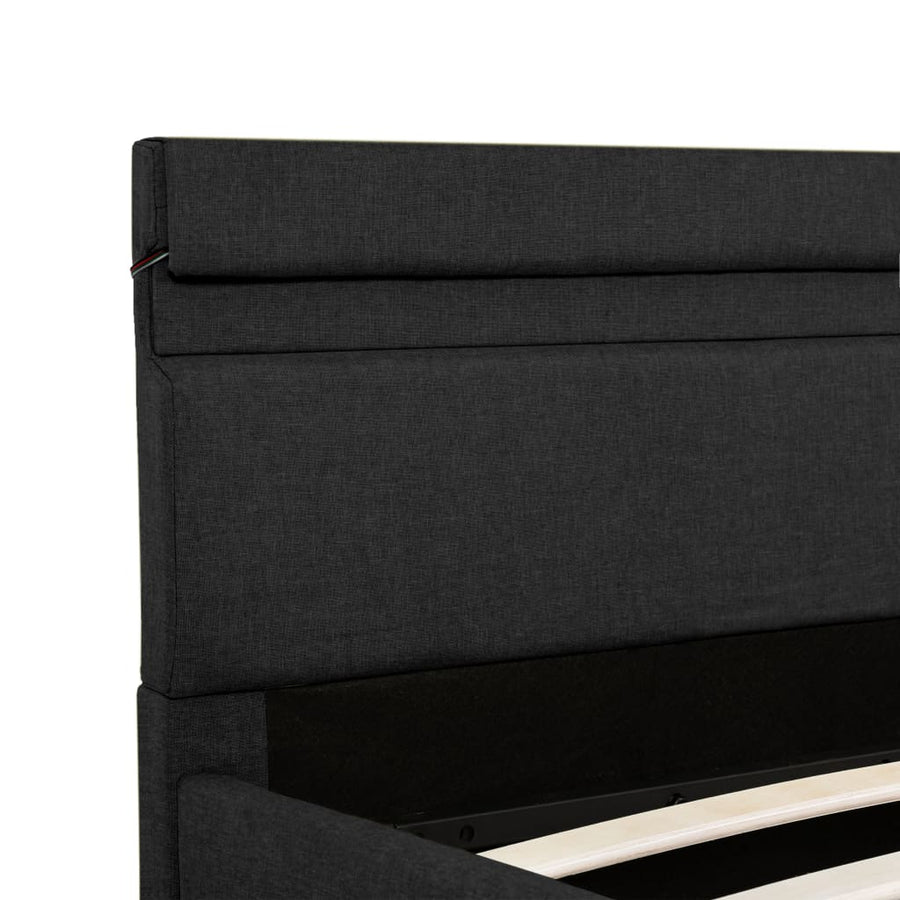 Bedframe Met Opbergruimte En Led Stof Donkergrijs 140X200 Cm 140 x 200 cm