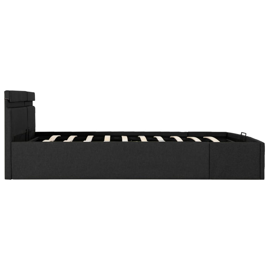 Bedframe Met Opbergruimte En Led Stof Donkergrijs 160X200 Cm 160 x 200 cm