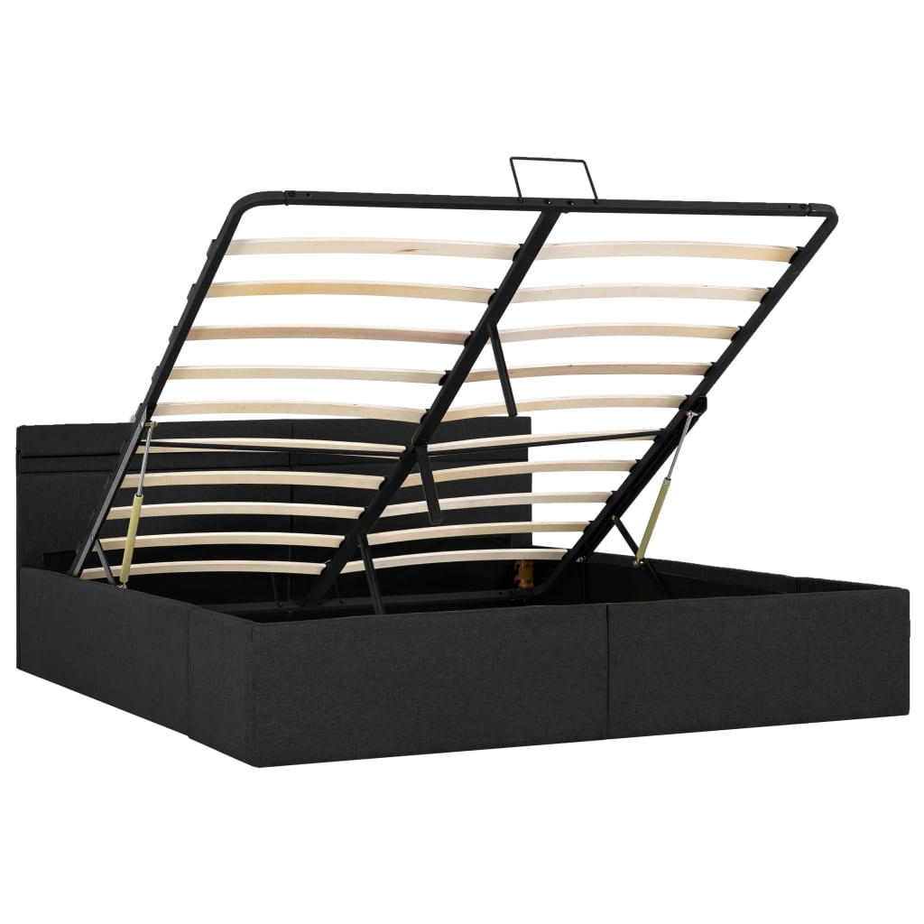 Bedframe Met Opbergruimte En Led Stof Donkergrijs 160X200 Cm 160 x 200 cm