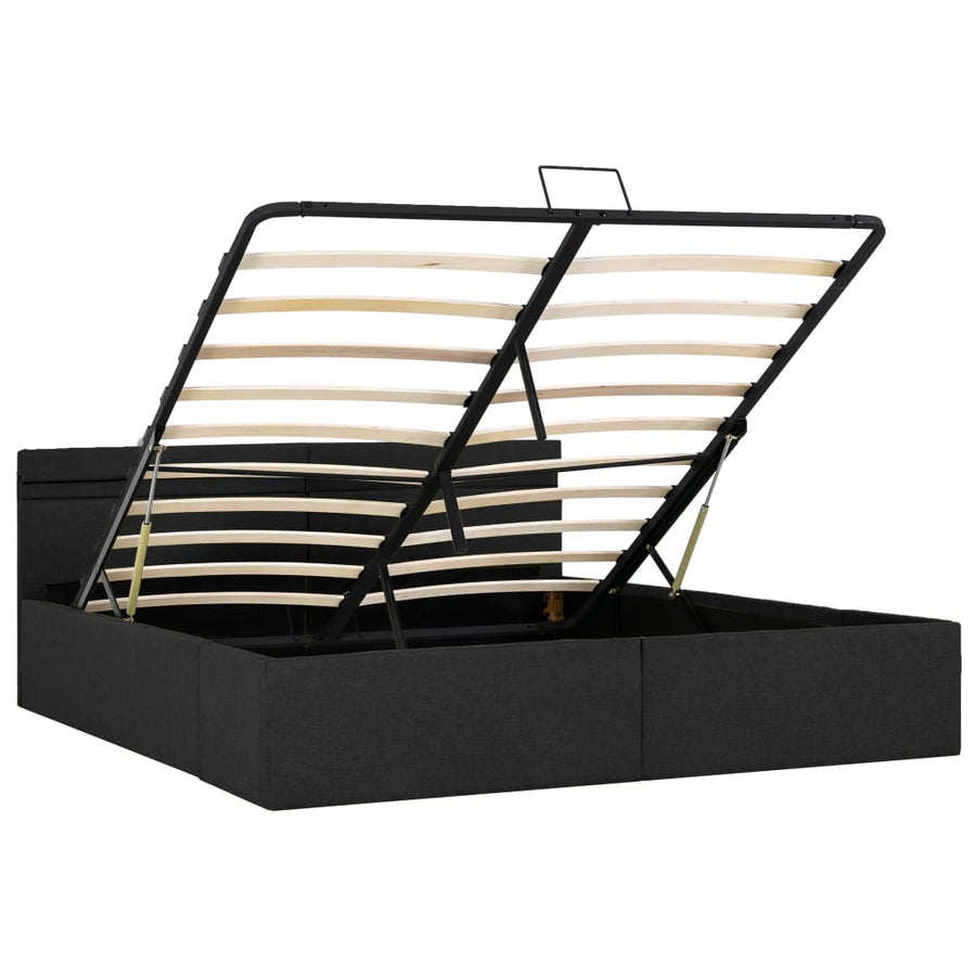 Bedframe Met Opbergruimte En Led Stof Donkergrijs 160X200 Cm 160 x 200 cm