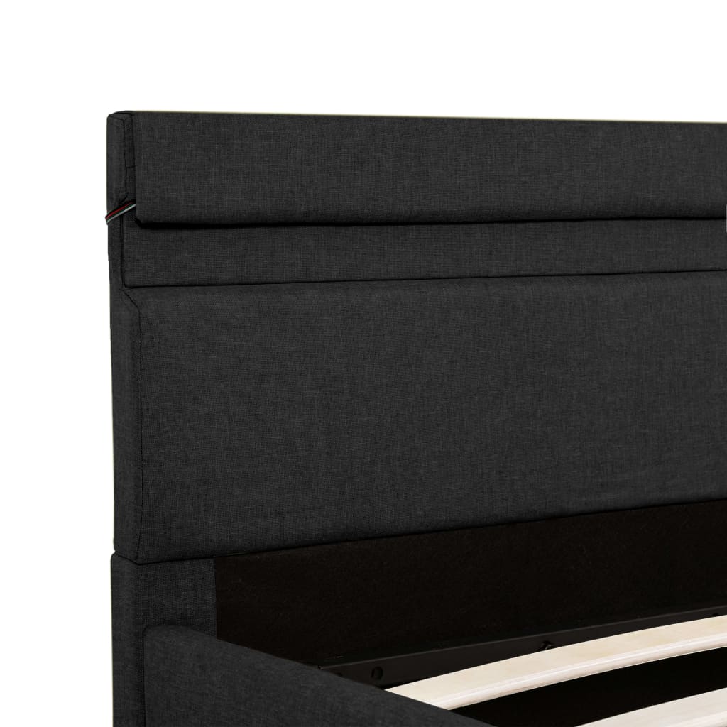Bedframe Met Opbergruimte En Led Stof Donkergrijs 160X200 Cm 160 x 200 cm