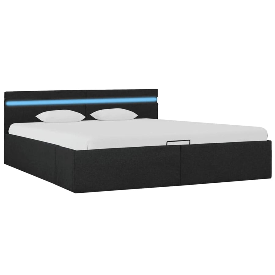 Bedframe Met Opbergruimte En Led Stof Donkergrijs 180X200 Cm 180 x 200 cm