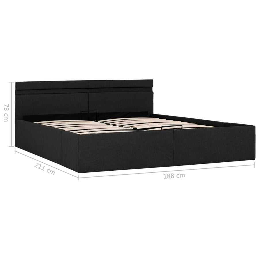 Bedframe Met Opbergruimte En Led Stof Donkergrijs 180X200 Cm 180 x 200 cm