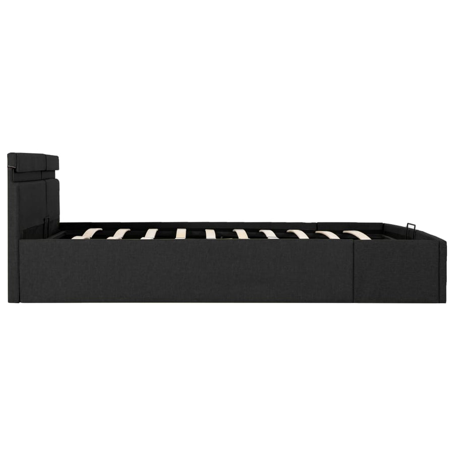 Bedframe Met Opbergruimte En Led Stof Donkergrijs 180X200 Cm 180 x 200 cm