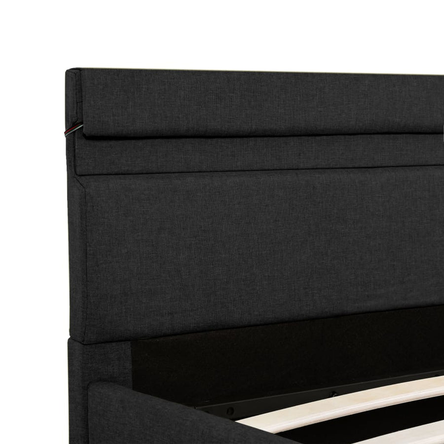 Bedframe Met Opbergruimte En Led Stof Donkergrijs 180X200 Cm 180 x 200 cm