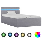 Bedframe lichtgrijs 90x200 cm met opbergruimte en LED