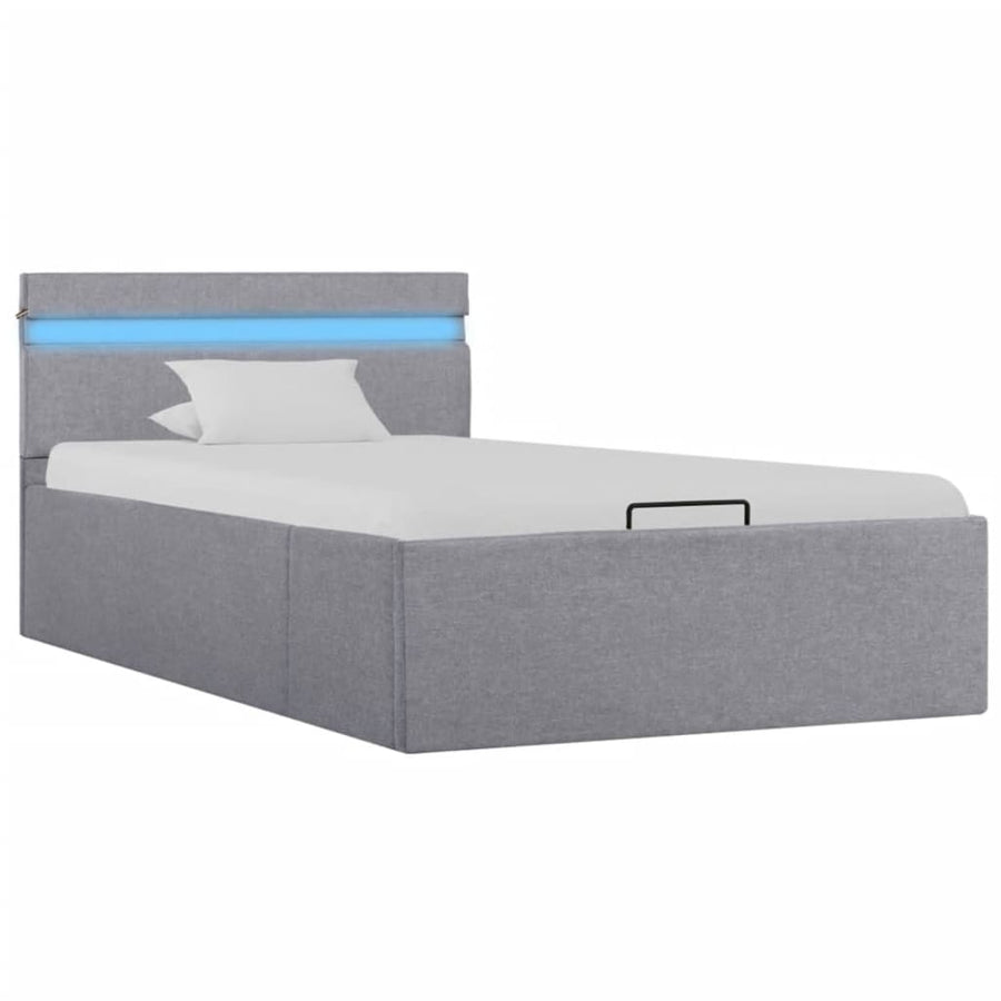 Bedframe Met Opbergruimte En Led Stof Lichtgrijs 90X200 Cm 90 x 200 cm
