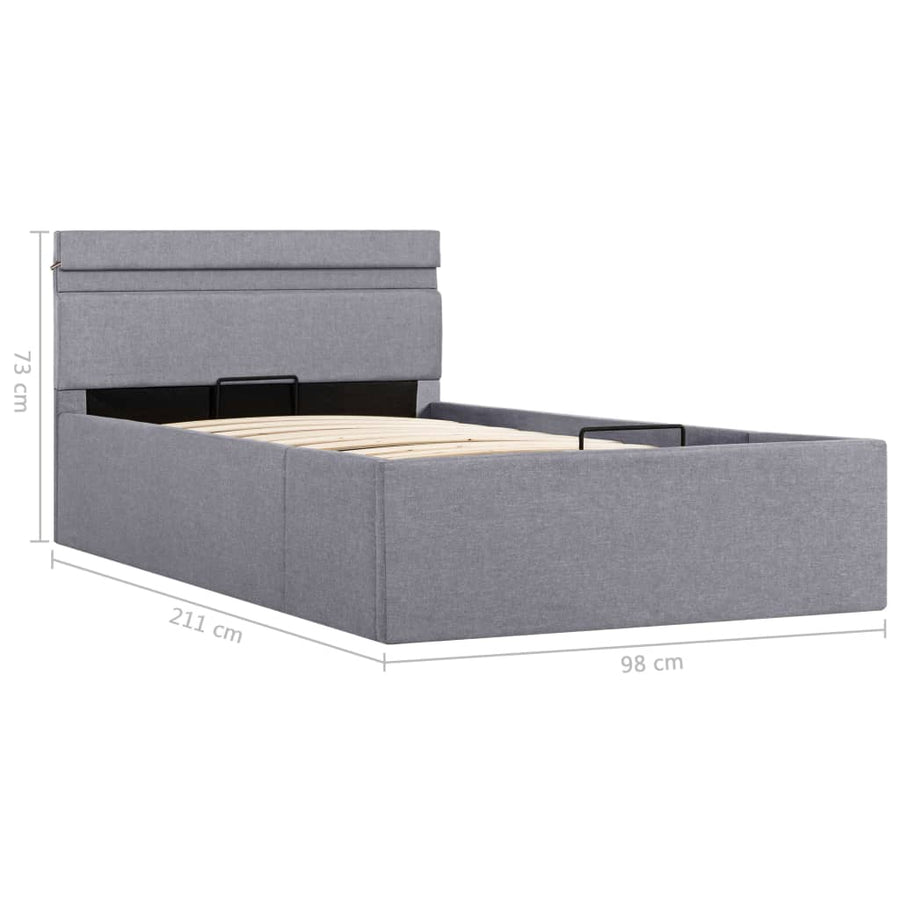 Bedframe Met Opbergruimte En Led Stof Lichtgrijs 90X200 Cm 90 x 200 cm