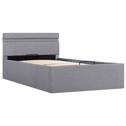Bedframe Met Opbergruimte En Led Stof Lichtgrijs 90X200 Cm 90 x 200 cm