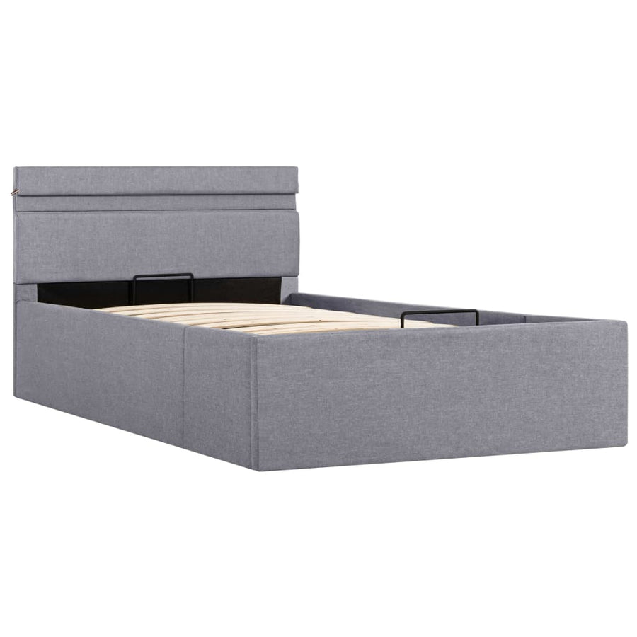 Bedframe Met Opbergruimte En Led Stof Lichtgrijs 90X200 Cm 90 x 200 cm