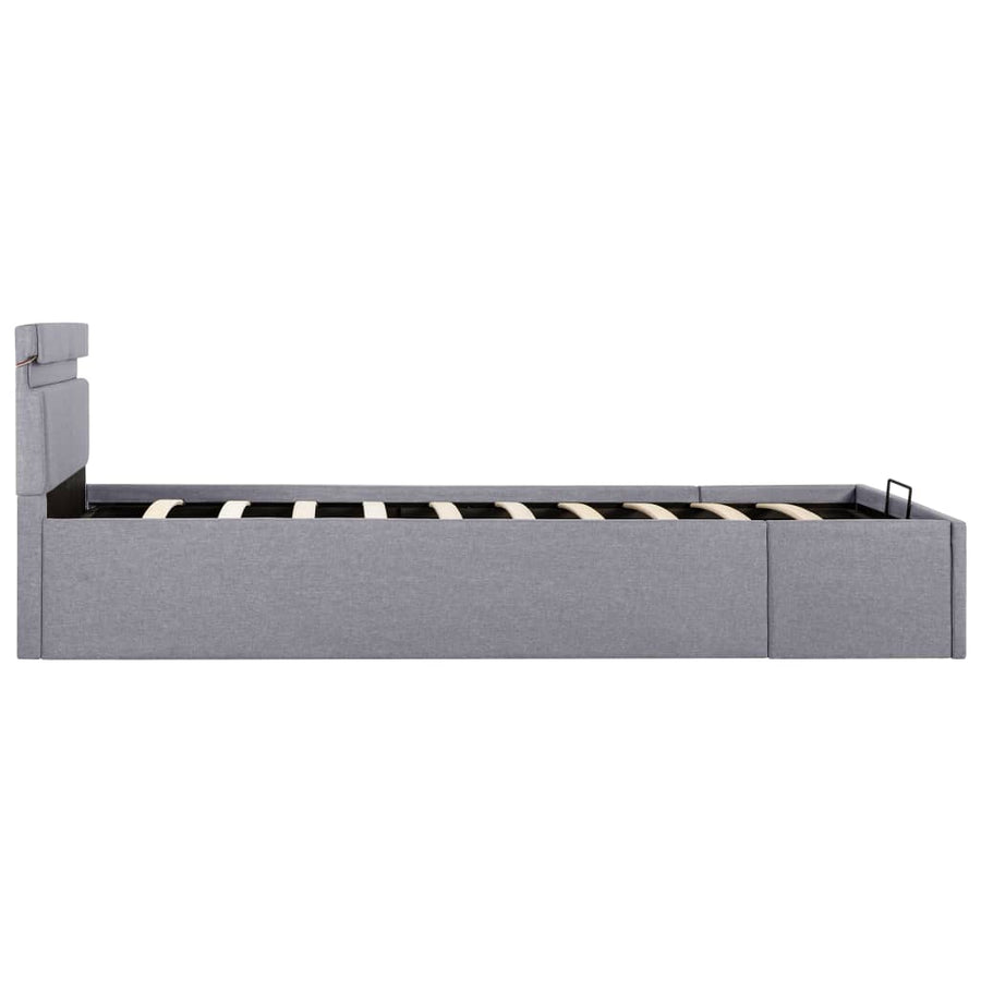 Bedframe Met Opbergruimte En Led Stof Lichtgrijs 90X200 Cm 90 x 200 cm