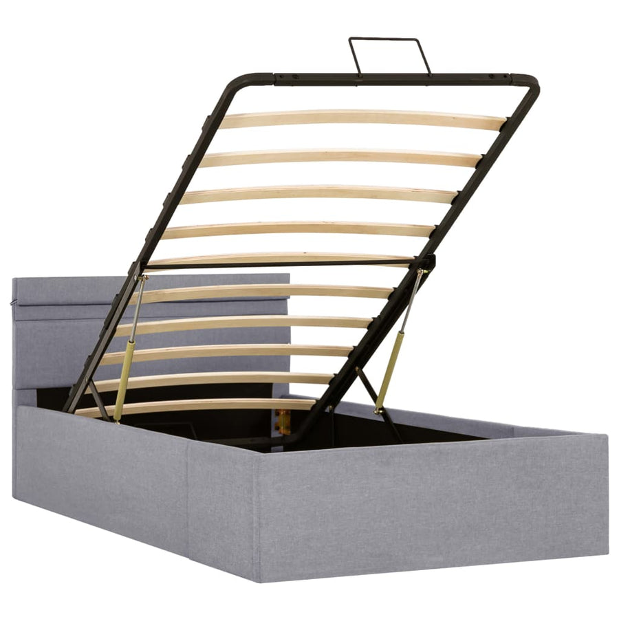 Bedframe Met Opbergruimte En Led Stof Lichtgrijs 90X200 Cm 90 x 200 cm