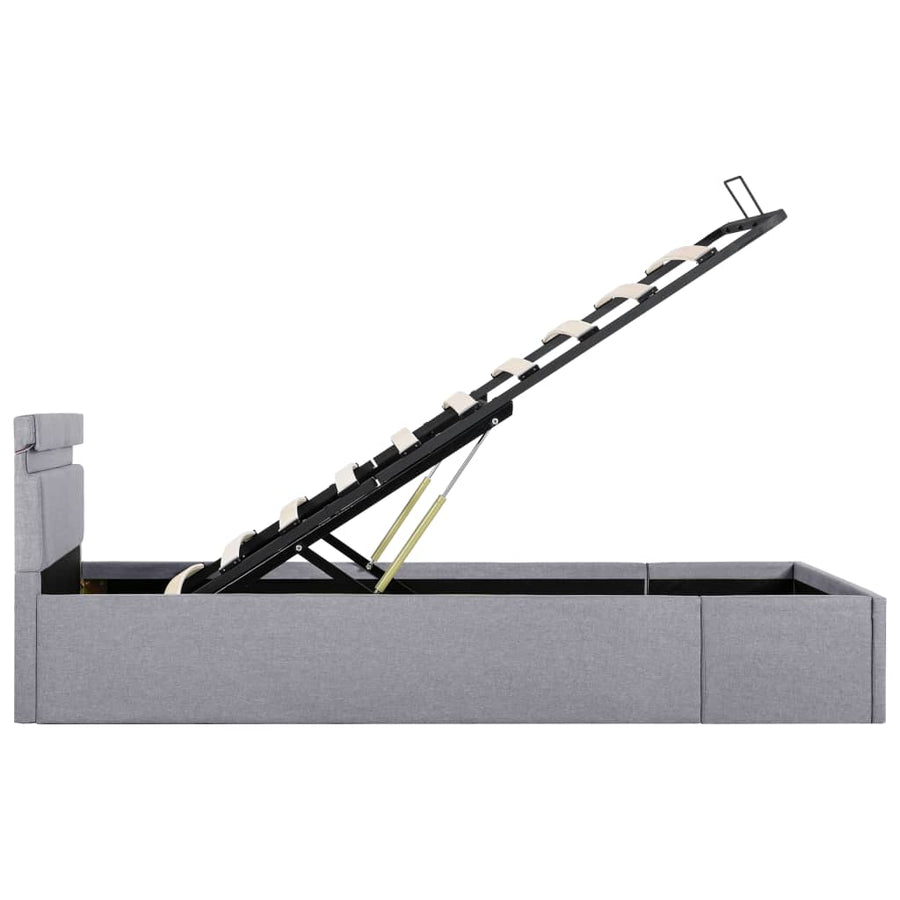 Bedframe Met Opbergruimte En Led Stof Lichtgrijs 90X200 Cm 90 x 200 cm