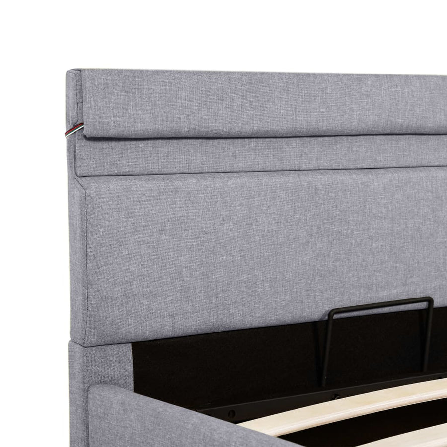 Bedframe Met Opbergruimte En Led Stof Lichtgrijs 90X200 Cm 90 x 200 cm
