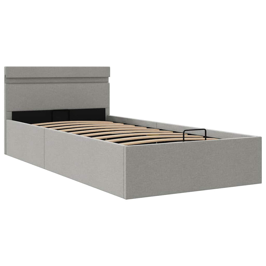 Bedframe Met Opslag En Led Stof 100 x 200 cm Lichtgrijs