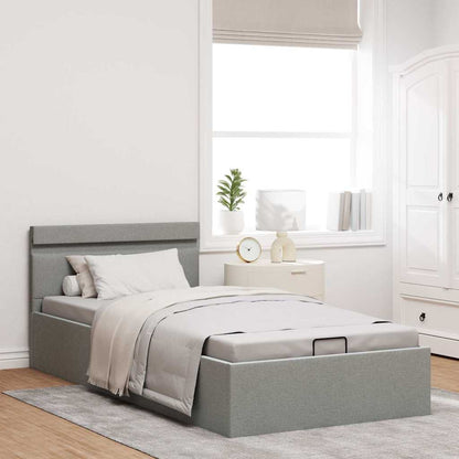 Bedframe Met Opslag En Led Stof 100 x 200 cm Lichtgrijs