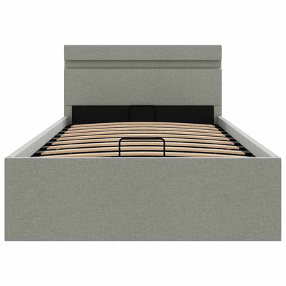 Bedframe Met Opslag En Led Stof 100 x 200 cm Lichtgrijs