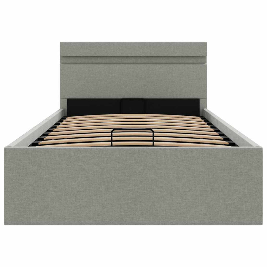 Bedframe Met Opslag En Led Stof 100 x 200 cm Lichtgrijs