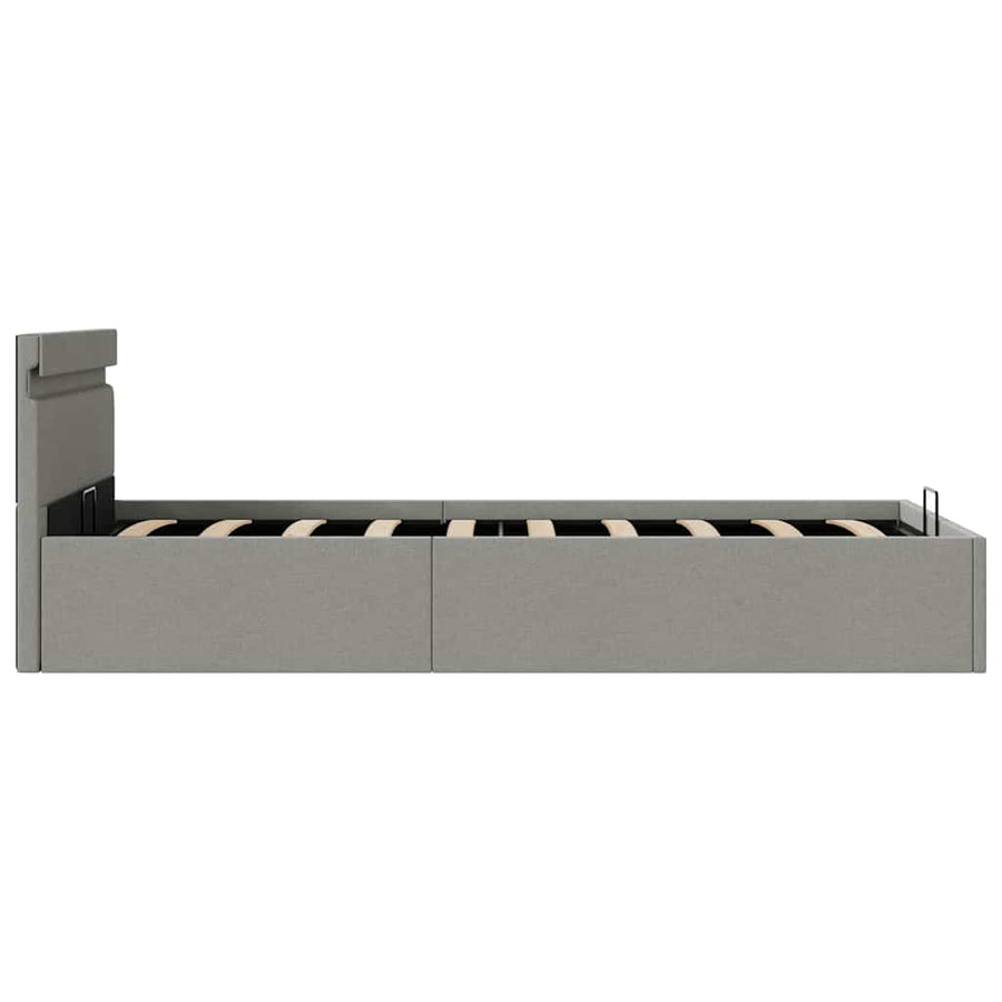 Bedframe Met Opslag En Led Stof 100 x 200 cm Lichtgrijs