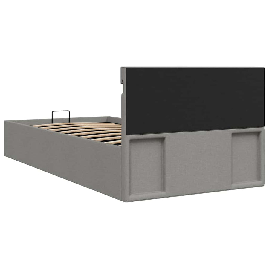 Bedframe Met Opslag En Led Stof 100 x 200 cm Lichtgrijs