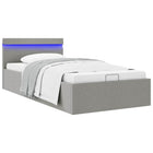 Bedframe 100x200 cm lichtgrijs met opslag en LED