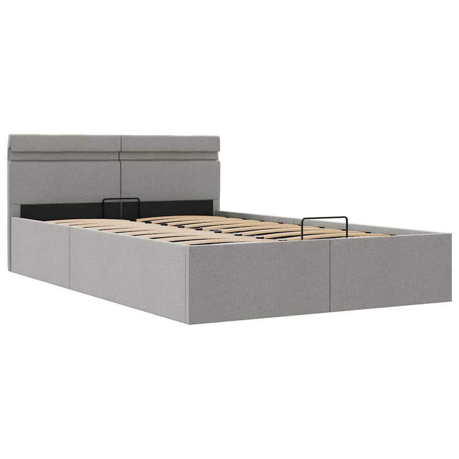 Bedframe Met Opbergruimte En Led Stof 120 x 200 cm Lichtgrijs