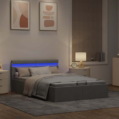 Bedframe Met Opbergruimte En Led Stof 120 x 200 cm Lichtgrijs