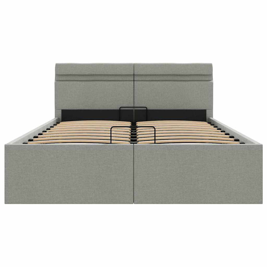 Bedframe Met Opbergruimte En Led Stof 120 x 200 cm Lichtgrijs