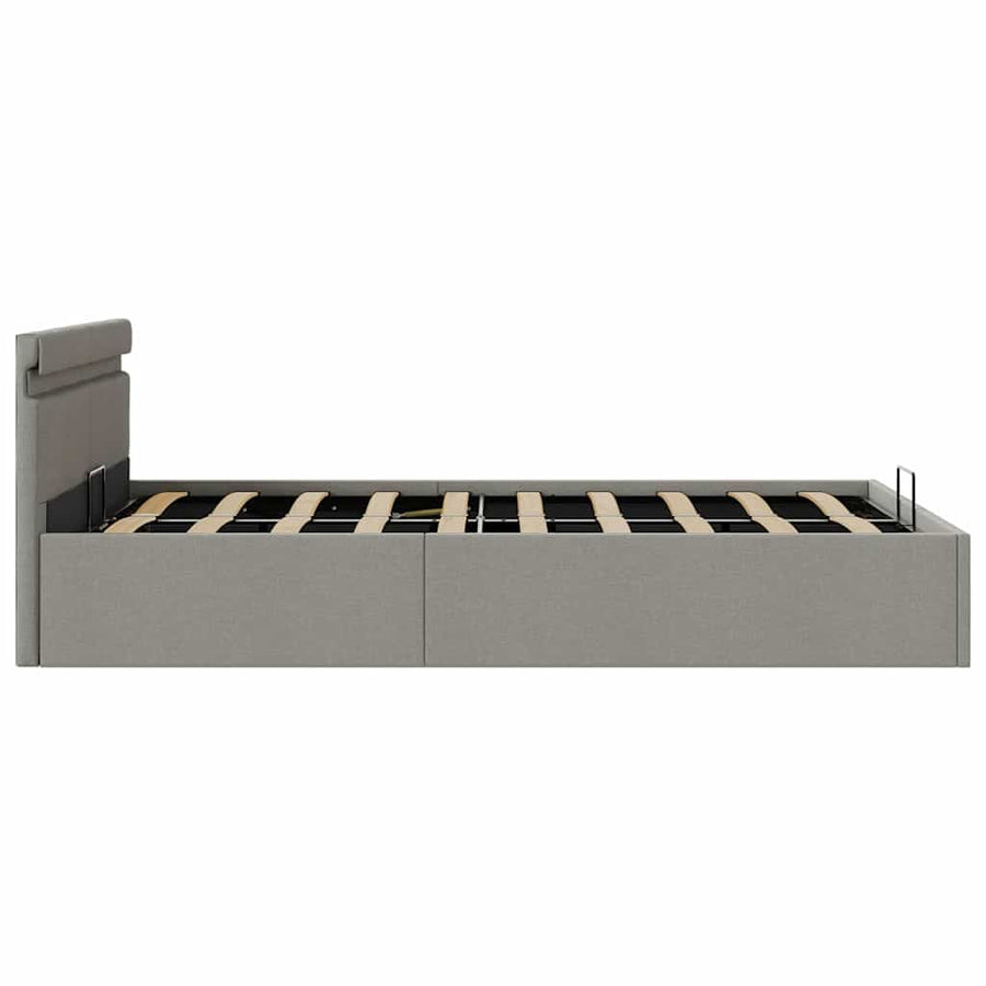 Bedframe Met Opbergruimte En Led Stof 120 x 200 cm Lichtgrijs