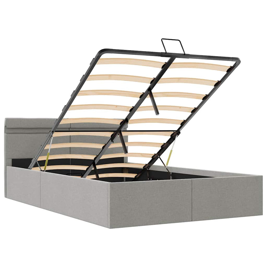 Bedframe Met Opbergruimte En Led Stof 120 x 200 cm Lichtgrijs