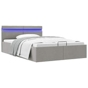 Bedframe 120x200 cm lichtgrijs stof met opbergruimte en led
