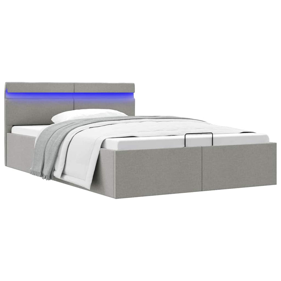 Bedframe Met Opbergruimte En Led Stof 120 x 200 cm Lichtgrijs