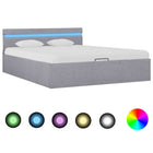 Bedframe 140x200 cm lichtgrijs met opbergruimte en LED