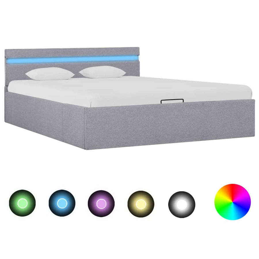Bedframe Met Opbergruimte En Led Stof Lichtgrijs 140X200 Cm 140 x 200 cm