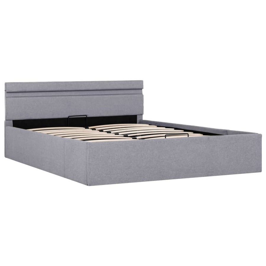 Bedframe Met Opbergruimte En Led Stof Lichtgrijs 140X200 Cm 140 x 200 cm