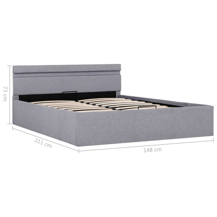 Bedframe Met Opbergruimte En Led Stof Lichtgrijs 140X200 Cm 140 x 200 cm