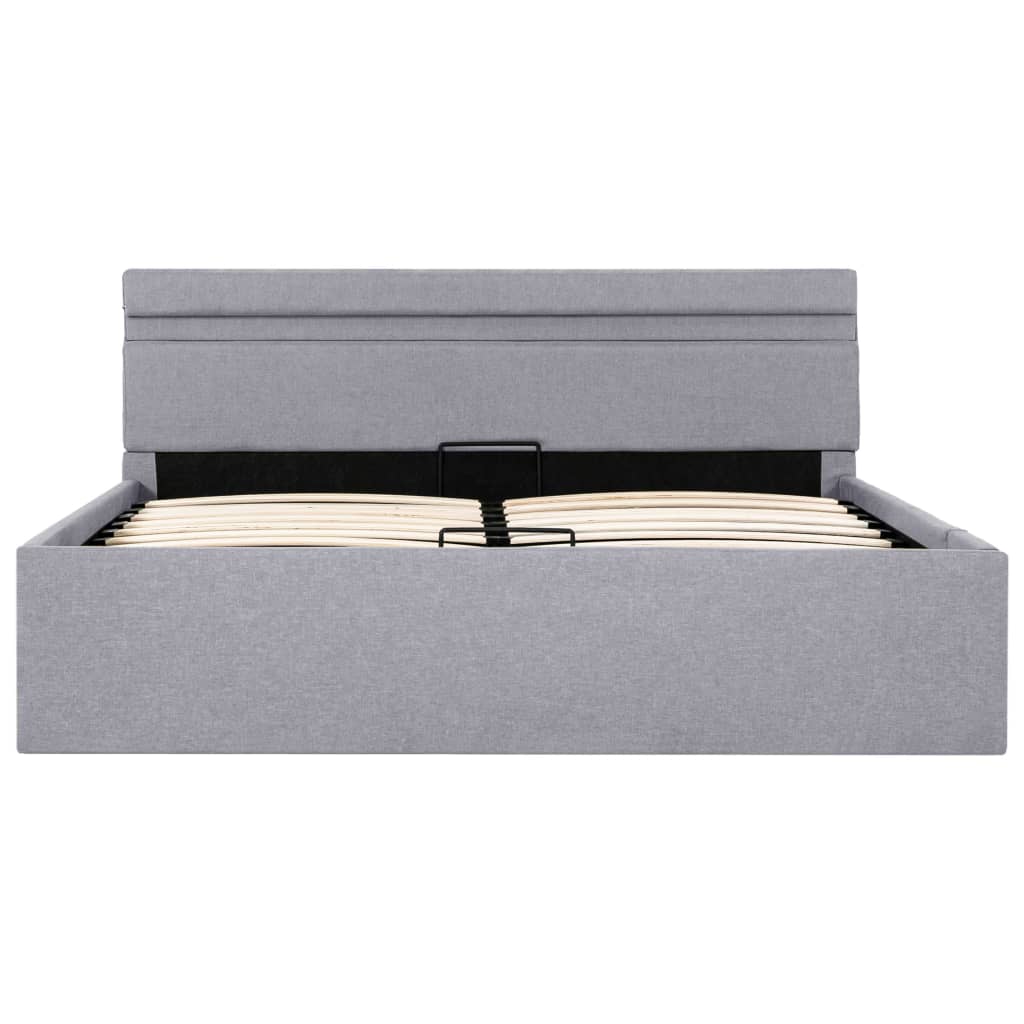 Bedframe Met Opbergruimte En Led Stof Lichtgrijs 140X200 Cm 140 x 200 cm