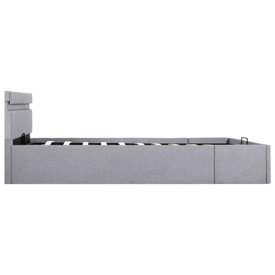 Bedframe Met Opbergruimte En Led Stof Lichtgrijs 140X200 Cm 140 x 200 cm