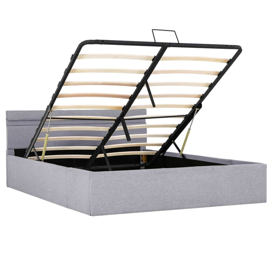 Bedframe Met Opbergruimte En Led Stof Lichtgrijs 140X200 Cm 140 x 200 cm