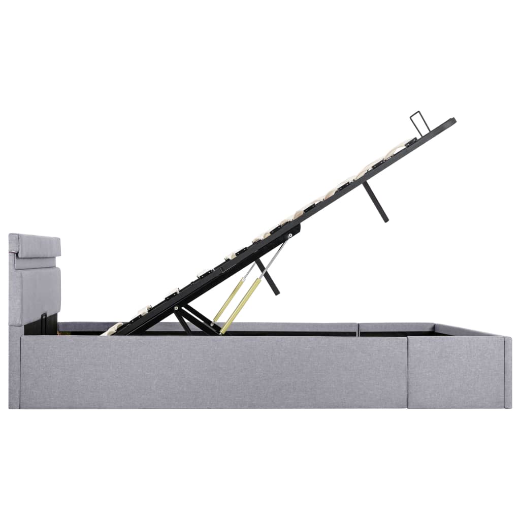 Bedframe Met Opbergruimte En Led Stof Lichtgrijs 140X200 Cm 140 x 200 cm