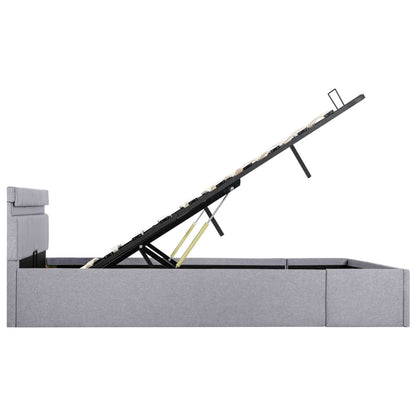 Bedframe Met Opbergruimte En Led Stof Lichtgrijs 140X200 Cm 140 x 200 cm